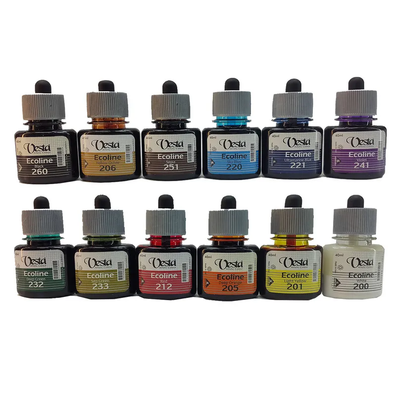 اکولین حرفه‌ای 40ml وستا جعبه 12 رنگ