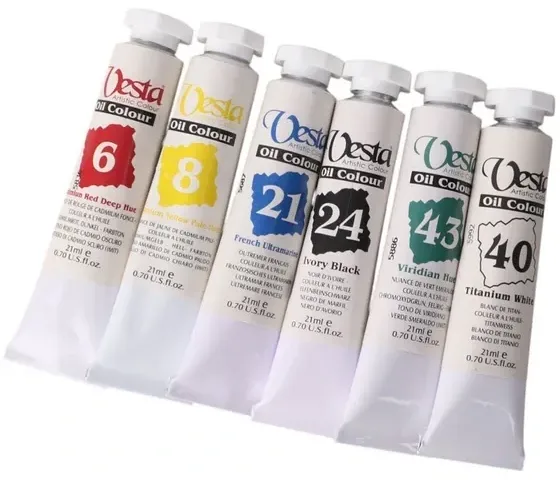 رنگ روغنی 21ml وستا جعبه 6 رنگ — Vesta — تصویر ۲