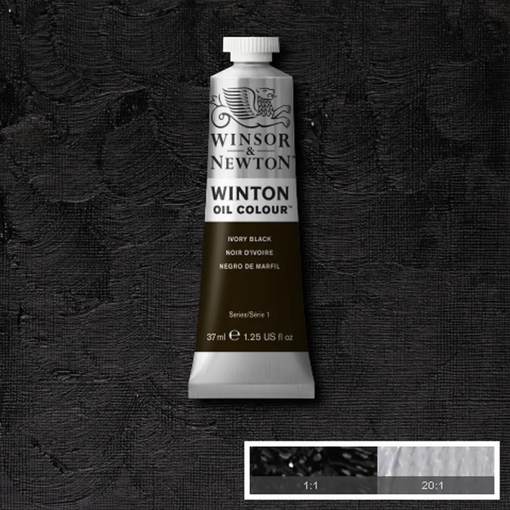 رنگ روغن وینزور اند نیوتون سری وینتون ivory black کد 331 37ml