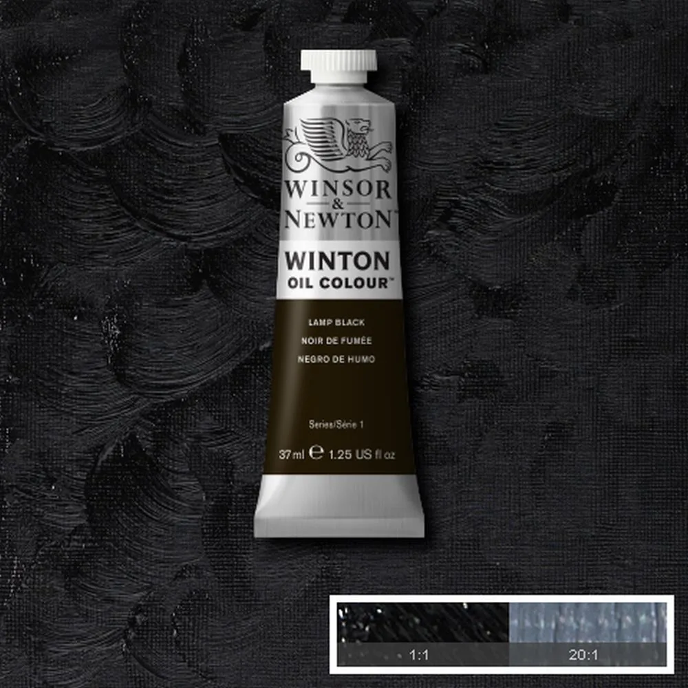 رنگ روغن وینزور اند نیوتون سری وینتون lamp black کد 337 37ml