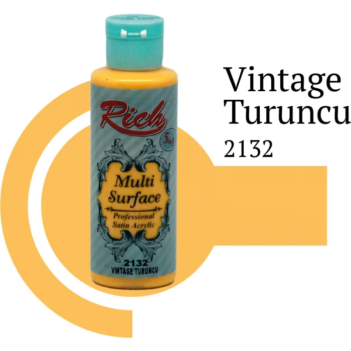 رنگ مولتی سرفیس ریچ نارنجی وینتیج (vintage orange) کد 2132 حجم 120 میلی‌لیتر