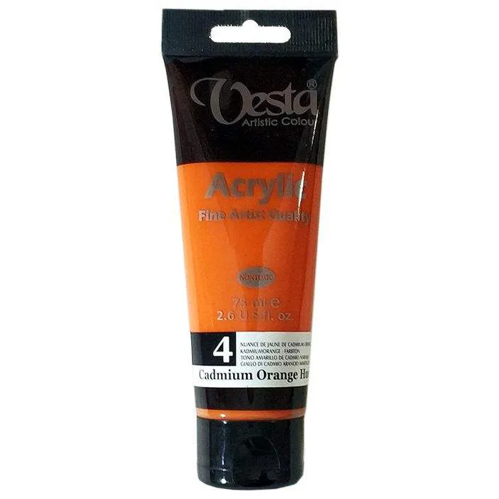 رنگ آکریلیک 75 میل وستا رنگ نارنجی کادمیوم Cadmium Orange Hue کد 4