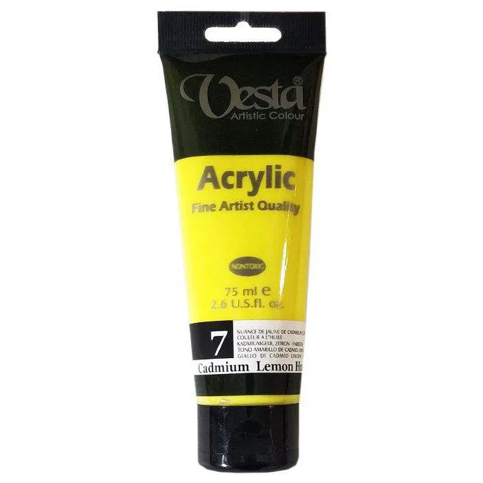 رنگ آکریلیک 75 میل وستا رنگ زرد لیمویی کادمیوم Cadmium Lemon Hue کد 7