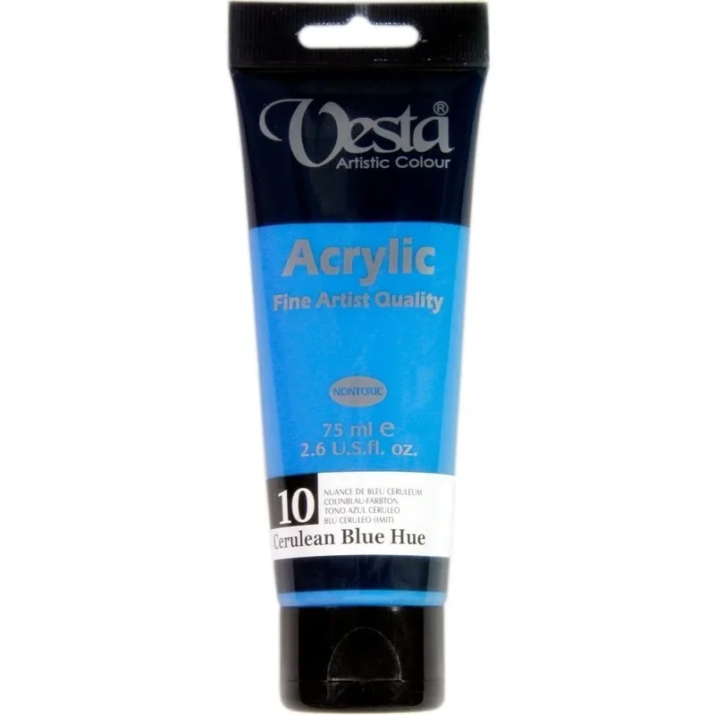 رنگ آکریلیک 75 میل وستا رنگ آبی سرولین Cerulean Blue Hue کد 10