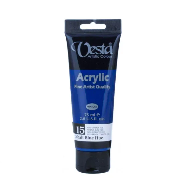 رنگ آکریلیک 75 میل وستا رنگ آبی کبالت Cobalt Blue Hue کد 15