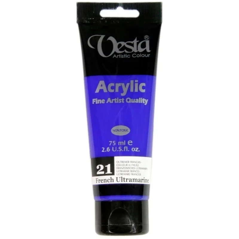 رنگ آکریلیک 75 میل وستا رنگ اولترامارین فرانسوی French Ultramarine کد 21