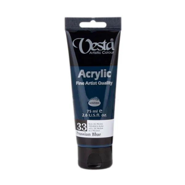 رنگ آکریلیک 75 میل وستا رنگ آبی پروس Prussian Blue کد 33