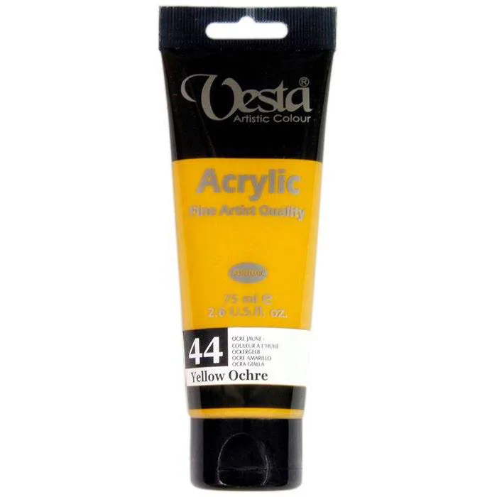رنگ آکریلیک 75 میل وستا رنگ اکر (زرد اخرایی) Yellow Ochre کد 44