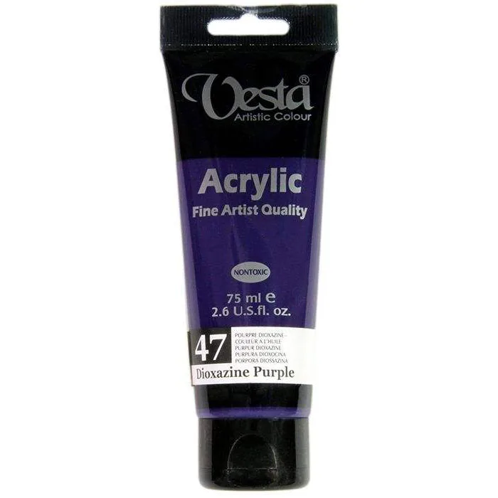 رنگ آکریلیک 75 میل وستا رنگ بنفش دیوکسازین Dioxazine Purple کد 47