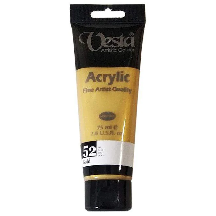 رنگ آکریلیک 75 میل وستا رنگ طلایی Gold کد 52