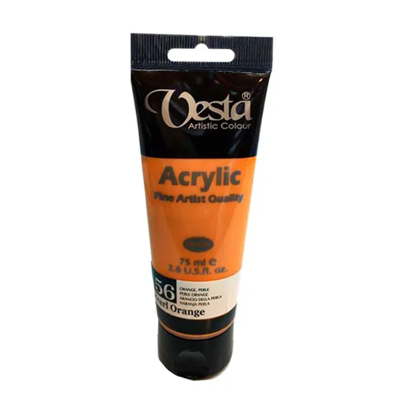 رنگ آکریلیک 75 میل وستا رنگ نارنجی صدفی Pearl Orange کد 56