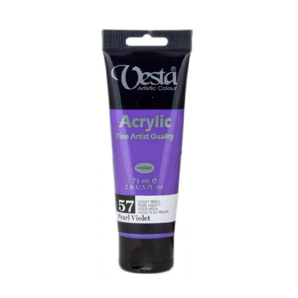رنگ آکریلیک 75 میل وستا رنگ بنفش صدفی Pearl Violet کد 57