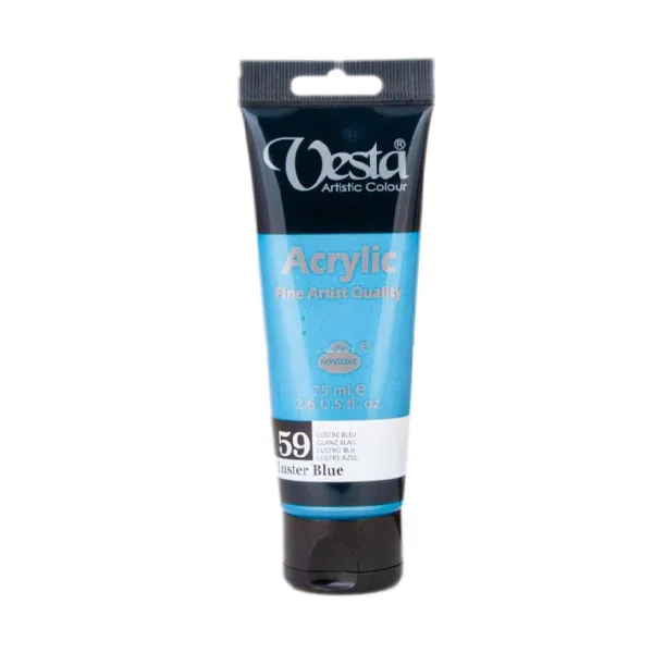 رنگ آکریلیک 75 میل وستا رنگ آبی درخشان Luster Blue کد 59