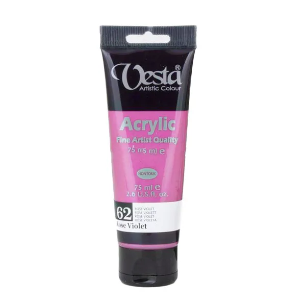 رنگ آکریلیک 75 میل وستا رنگ رز ویولت Rose Violet کد 62