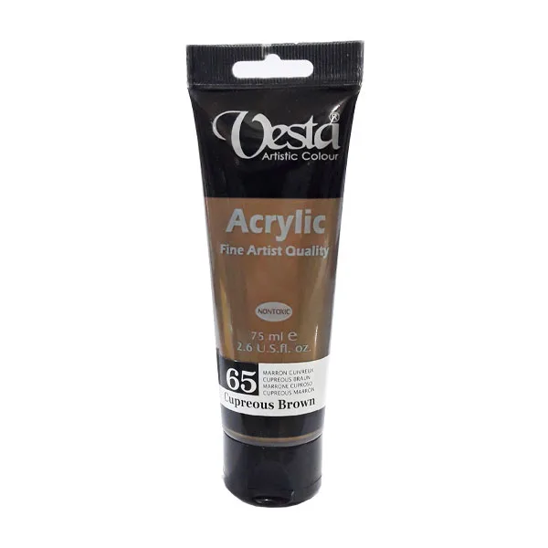 رنگ آکریلیک 75 میل وستا رنگ قهوه‌ای مسی Cupreous Brown کد 65