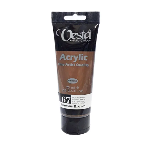 رنگ آکریلیک 75 میل وستا رنگ قهوه‌ای تیره Fuscous Brown کد 67