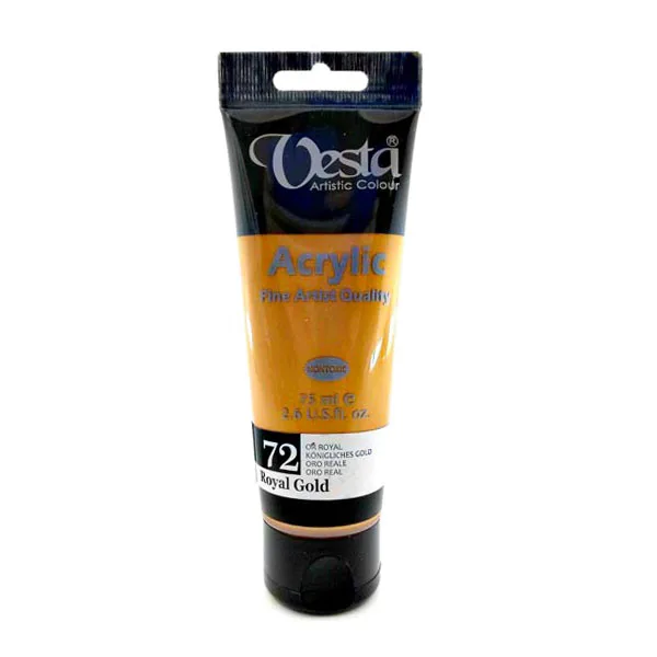 رنگ آکریلیک 75 میل وستا رنگ طلایی سلطنتی Royal Gold کد 72