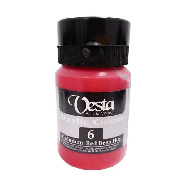 رنگ اکریلیک 250 میل وستا رنگ قرمز کادمیوم تیره هیو Cadmium Red Deep Hue کد 6