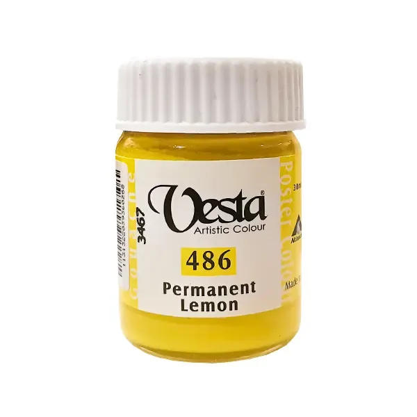 گواش 30 میل وستا رنگ لیمویی Permanent Lemon کد 486