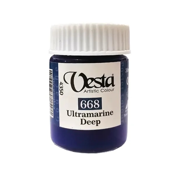 گواش 30 میل وستا رنگ آبی اولترامارین تیره Ultramarine Deep کد 668