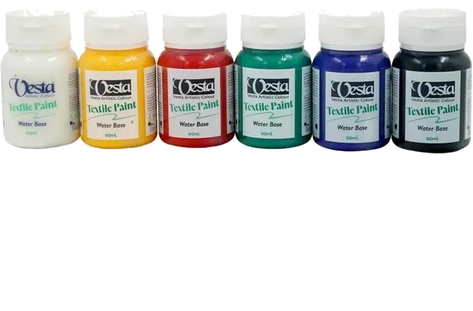رنگ پارچه 60ml وستا جعبه 6 رنگ