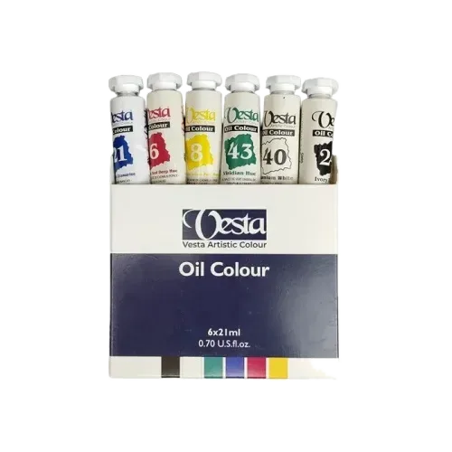 رنگ روغنی 21ml وستا جعبه 6 رنگ