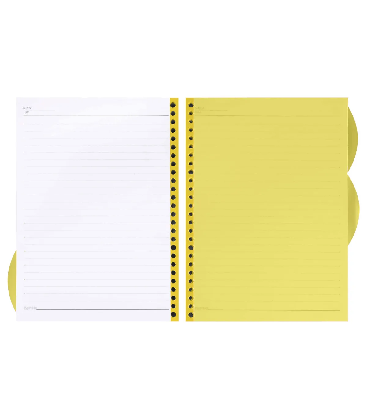اوراق یک خط دفتر کلاسوری قفل فلزی 200 برگ 19/7 × 25/5 cm زرد پاپکو