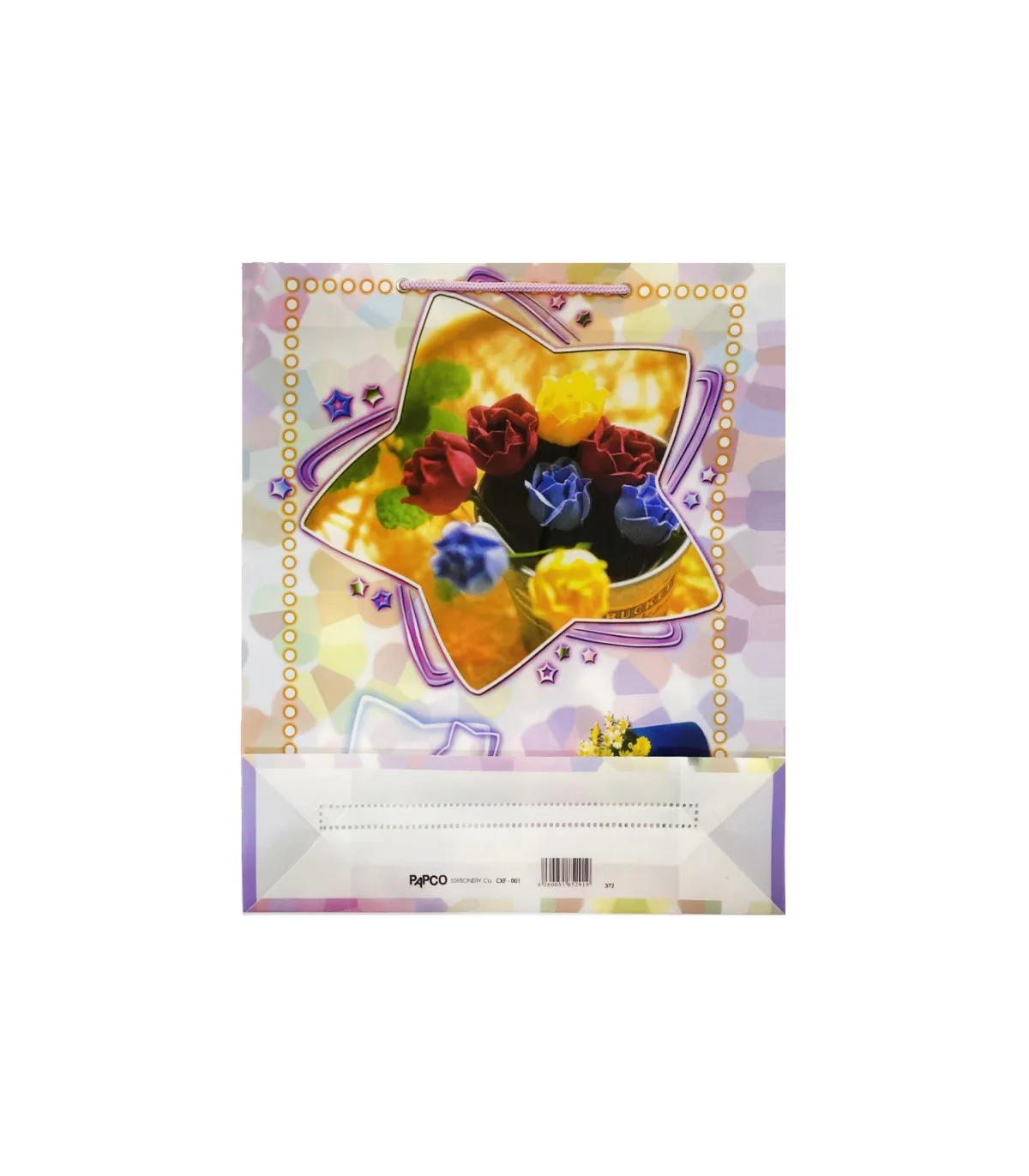 ساک دستی PP طرح دار بزرگ عمودی – 41 × 34/5 cm عطف 10 372 پاپکو