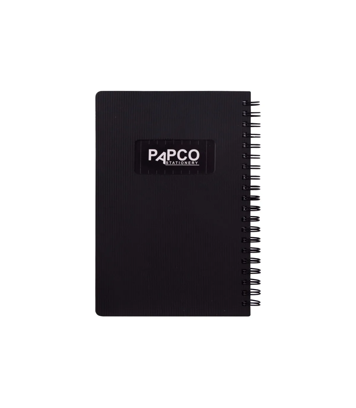 دفتر یادداشت یک خط جلد PP متالیک فنر دوبل 100 برگ - 18 × 12 cm مشکی پاپکو