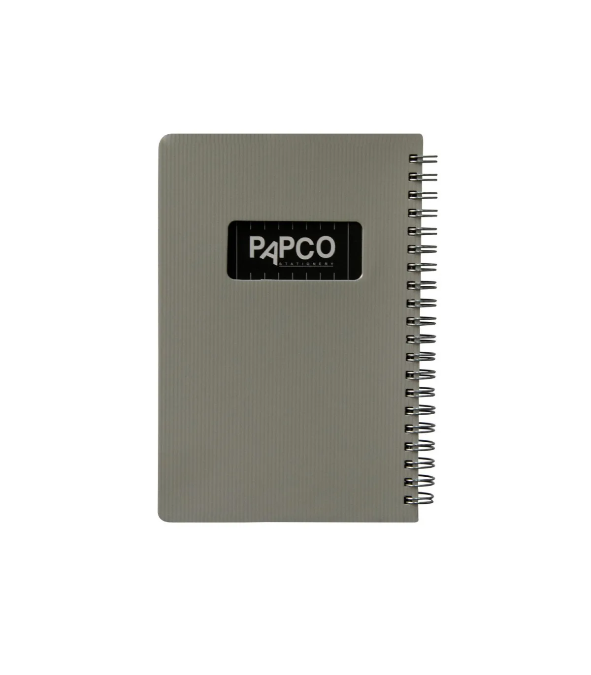 دفتر یادداشت یک خط جلد PP متالیک فنر دوبل 100 برگ - 18 × 12 cm نقره ای پاپکو