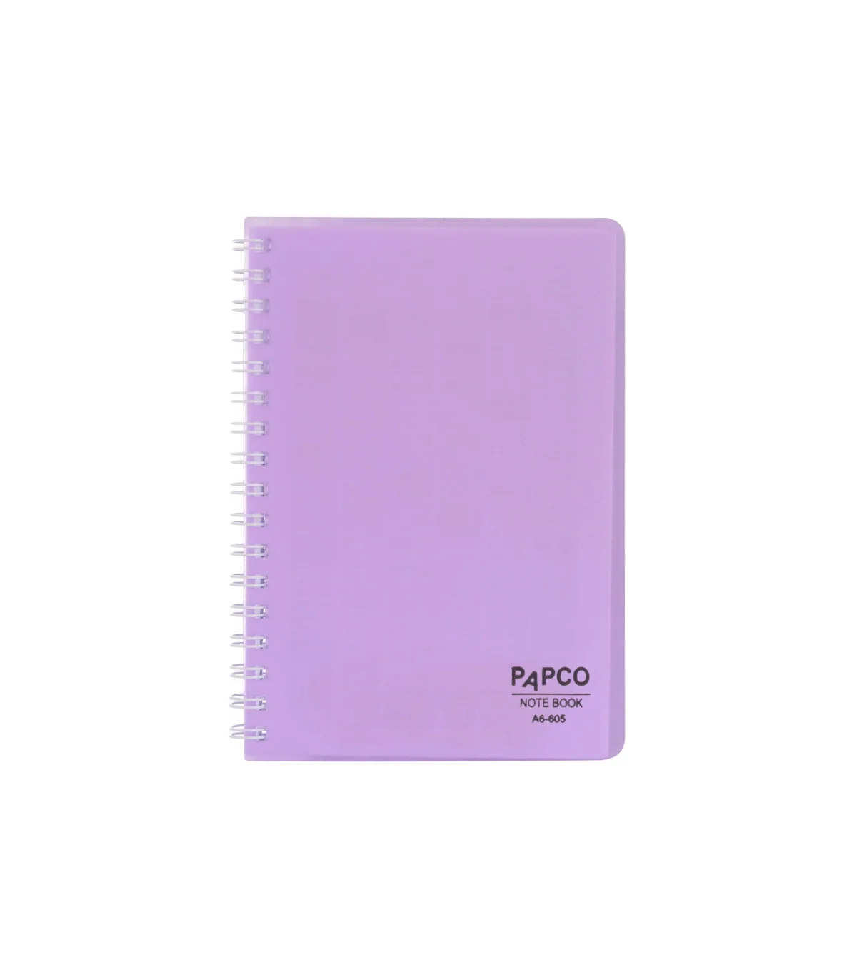 دفتر یادداشت یک خط جلد PP شفاف فنر دوبل 60 برگ 15 × 10/5 cm بنفش پاپکو