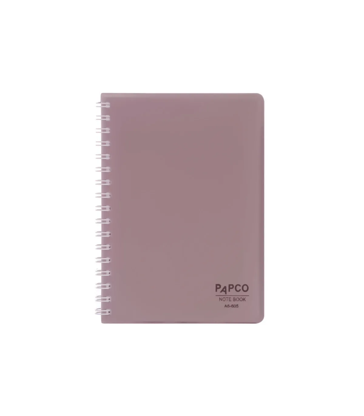 دفتر یادداشت یک خط جلد PP شفاف فنر دوبل 60 برگ 15 × 10/5 cm قهوه ای پاپکو