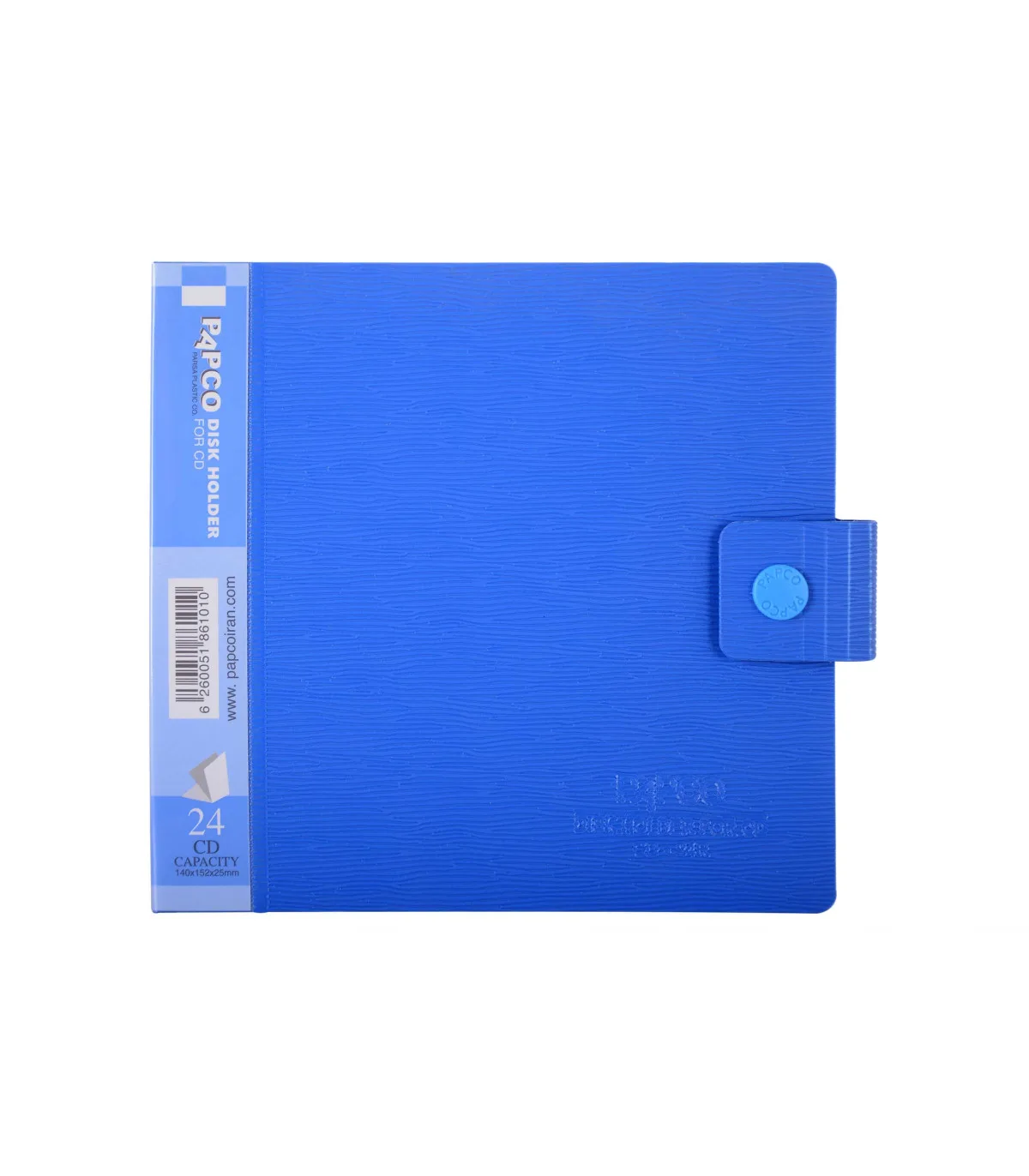 آلبوم نگهدارنده CD/DVD/Blue - ray 24 عددی - جلد PP دکمه دار آبی پاپکو
