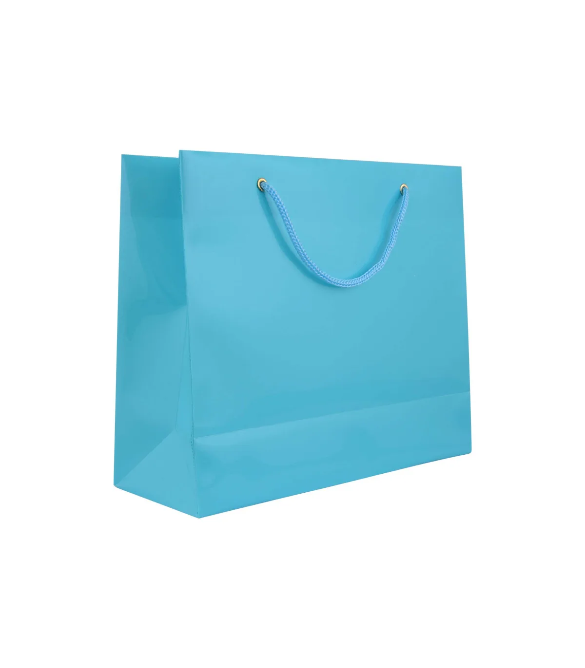 ساک دستی PP متوسط افقی – 33 × 27 cm عطف 10 فیروزه ای پاپکو