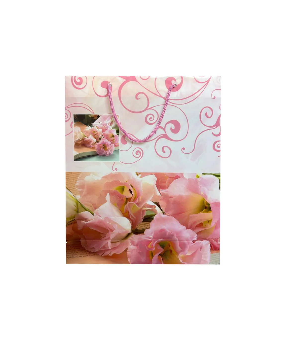 ساک دستی PP طرح دار بزرگ عمودی – 41 × 34/5 cm عطف 10 FL-2 پاپکو