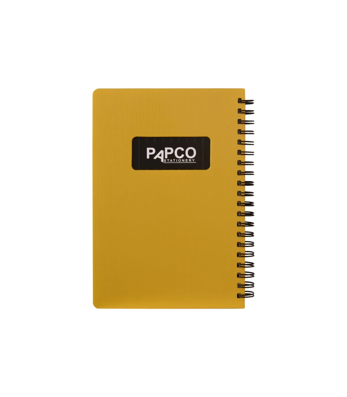 دفتر یادداشت یک خط جلد PP متالیک فنر دوبل 100 برگ - 18 × 12 cm زرد پاپکو