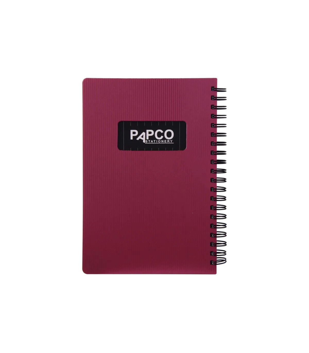 دفتر یادداشت یک خط جلد PP متالیک فنر دوبل 100 برگ - 18 × 12 cm زرشکی پاپکو