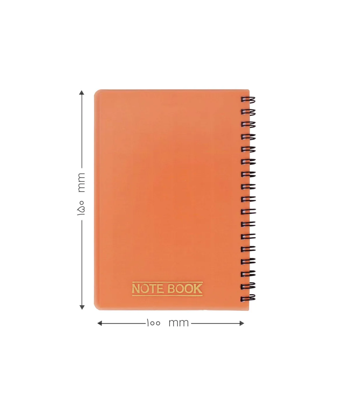 دفتر یادداشت یک خط جلد PP شفاف فنر دوبل 60 برگ 15 × 10/5 cm نارنجی پاپکو