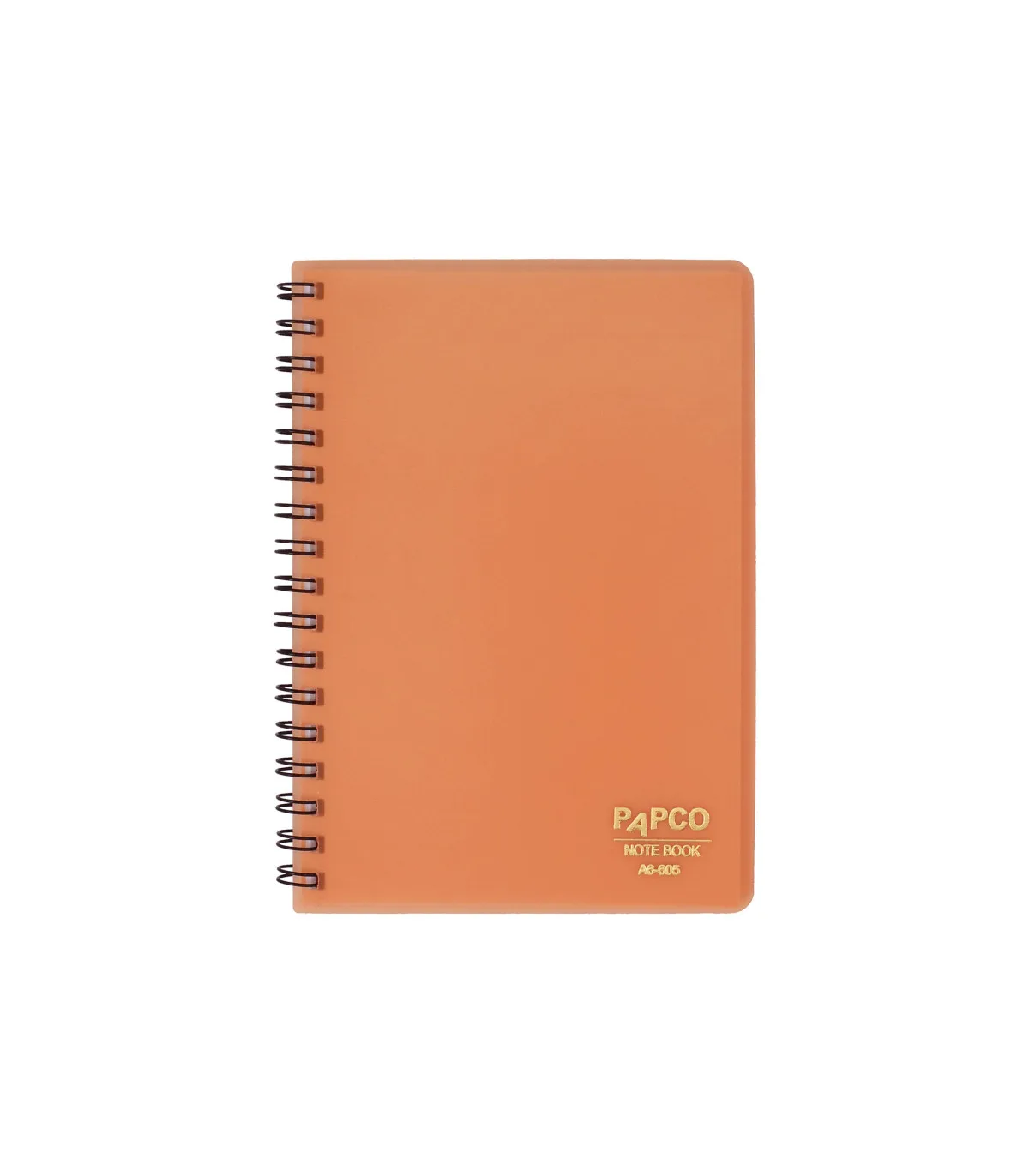 دفتر یادداشت یک خط جلد PP شفاف فنر دوبل 60 برگ 15 × 10/5 cm نارنجی پاپکو