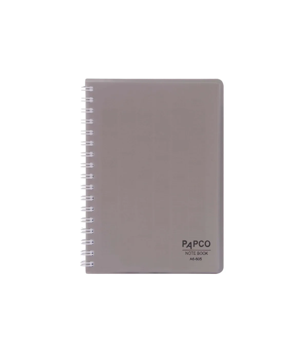 دفتر یادداشت یک خط جلد PP شفاف فنر دوبل 60 برگ 15 × 10/5 cm دودی پاپکو