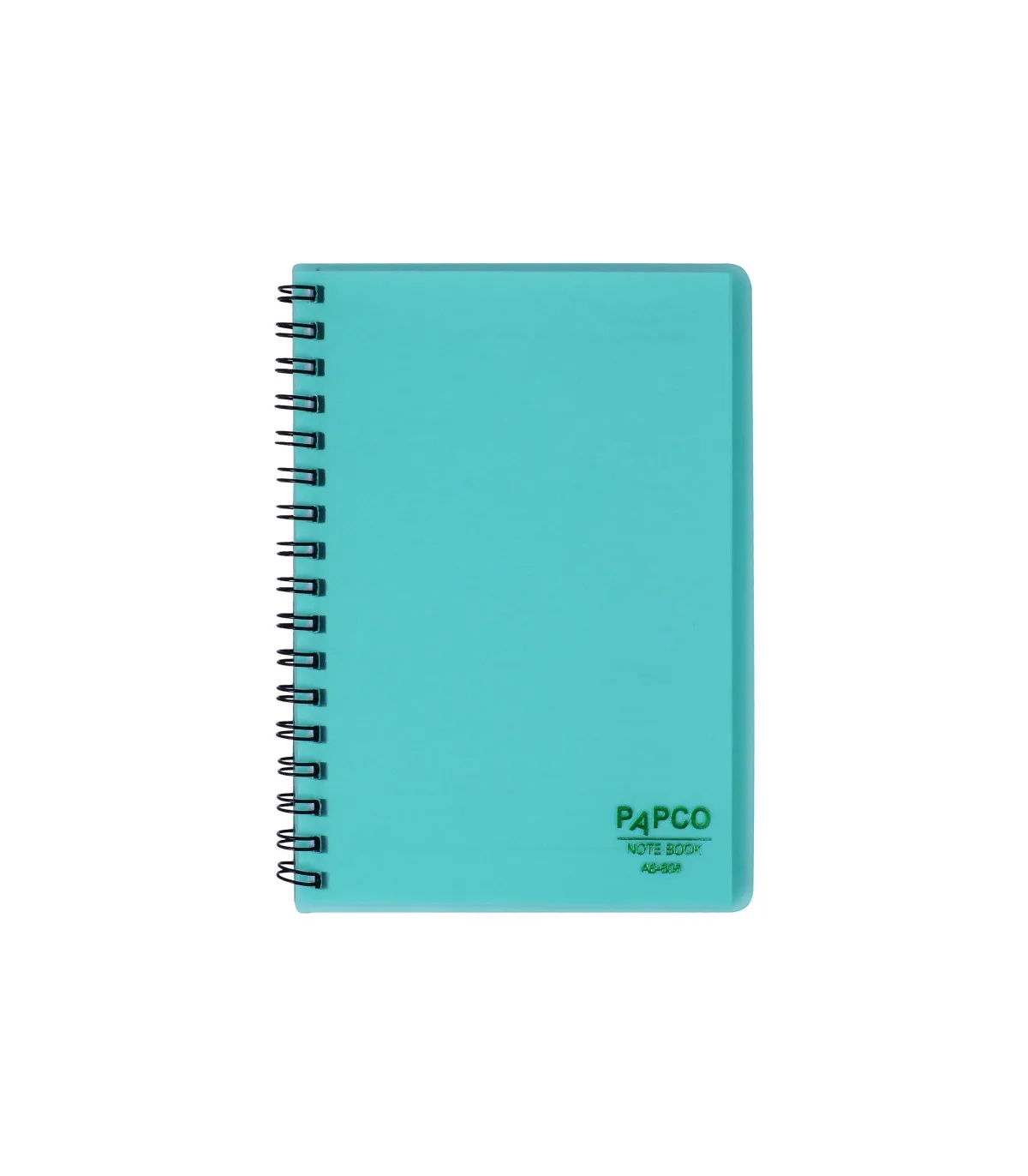 دفتر یادداشت یک خط جلد PP شفاف فنر دوبل 60 برگ 15 × 10/5 cm فیروزه ای پاپکو