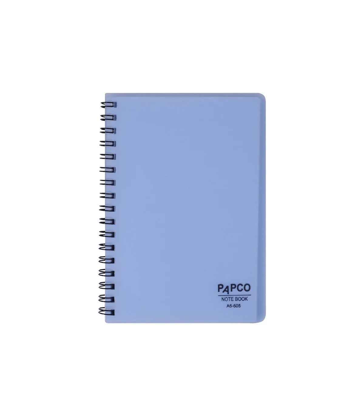 دفتر یادداشت یک خط جلد PP شفاف فنر دوبل 60 برگ 15 × 10/5 cm آبی پاپکو