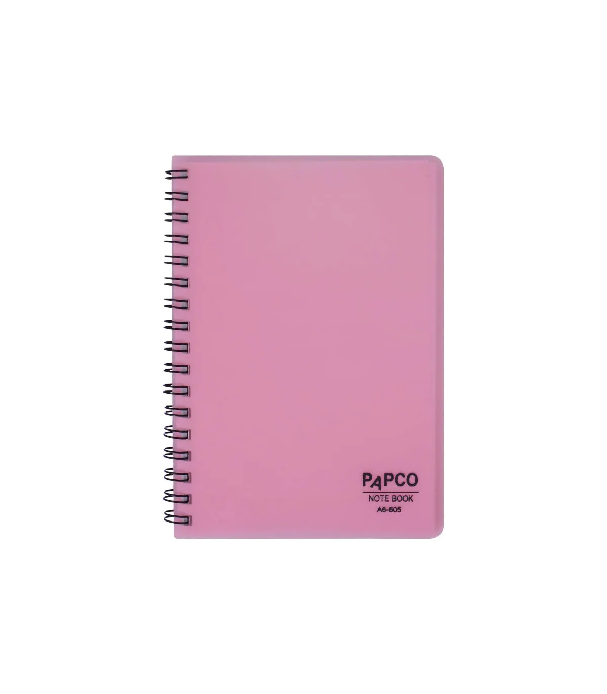 دفتر یادداشت یک خط جلد PP شفاف فنر دوبل 60 برگ 15 × 10/5 cm سرخابی پاپکو