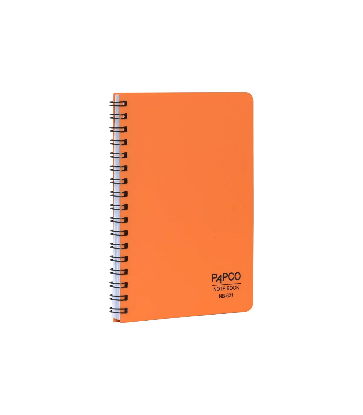 دفتر یادداشت یک خط جلد PP مات فنر دوبل 60 برگ 15 × 10/5 cm زرد پرتقالی پاپکو