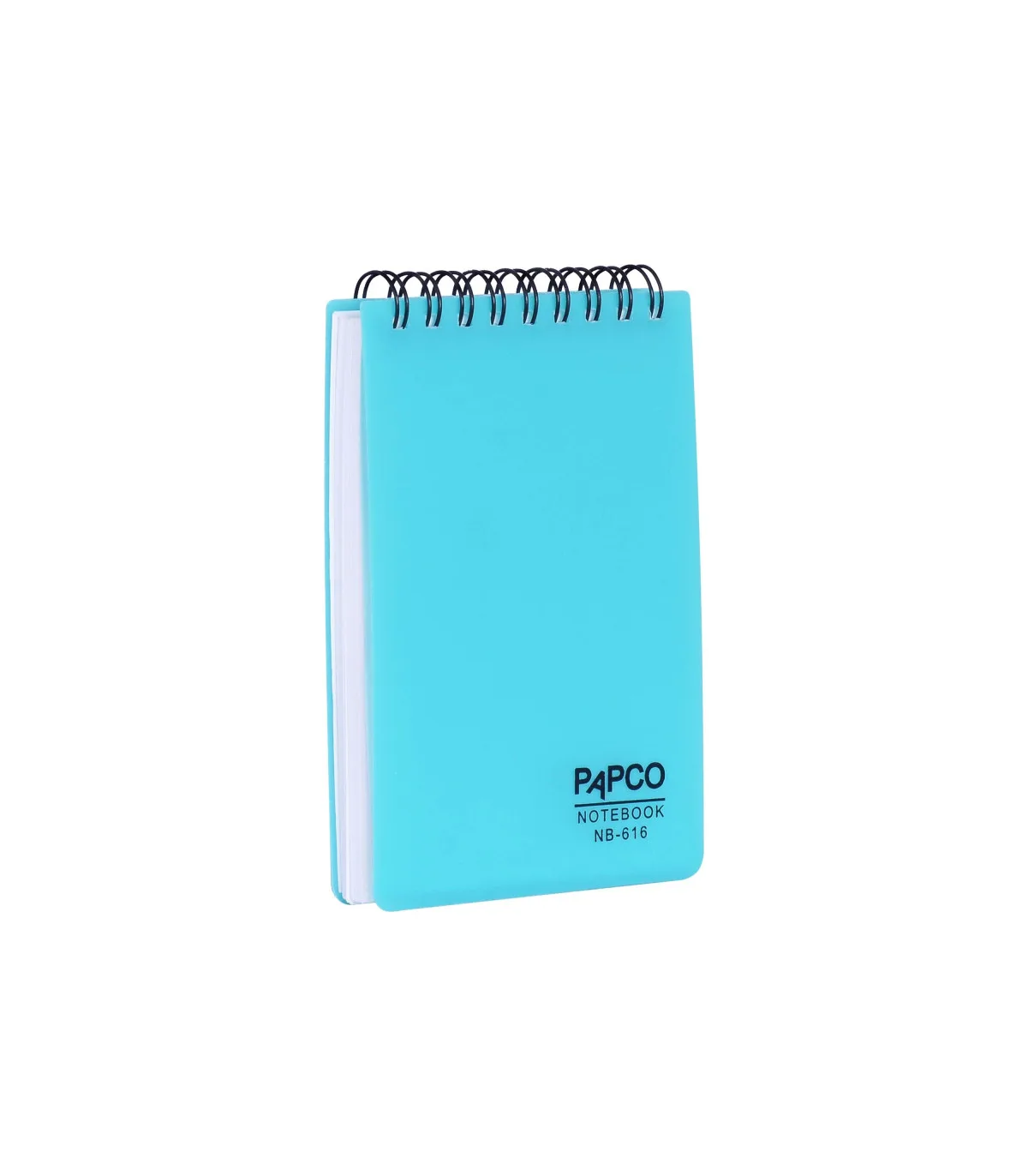 دفتر یادداشت یک خط جلد PP مات فنر دوبل از بالا 100 برگ - 12/7 × 8/6 cm فیروزه ای پاپکو