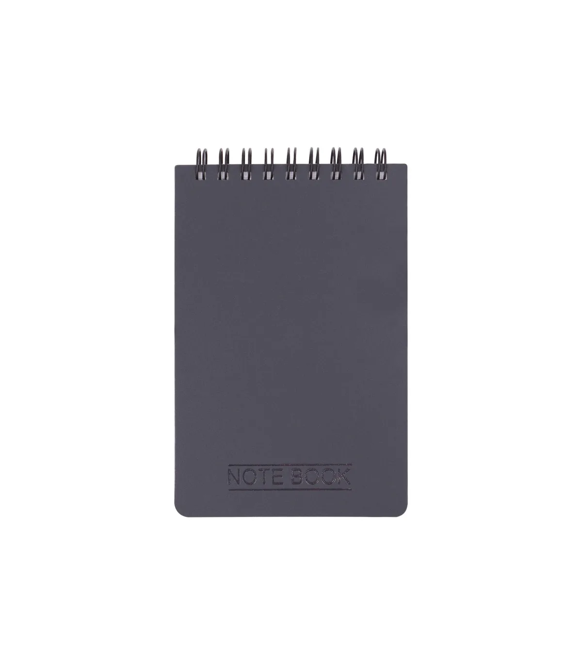 دفتر یادداشت یک خط جلد PP مات فنر دوبل از بالا 100 برگ - 12/7 × 8/6 cm طوسی تیره پاپکو