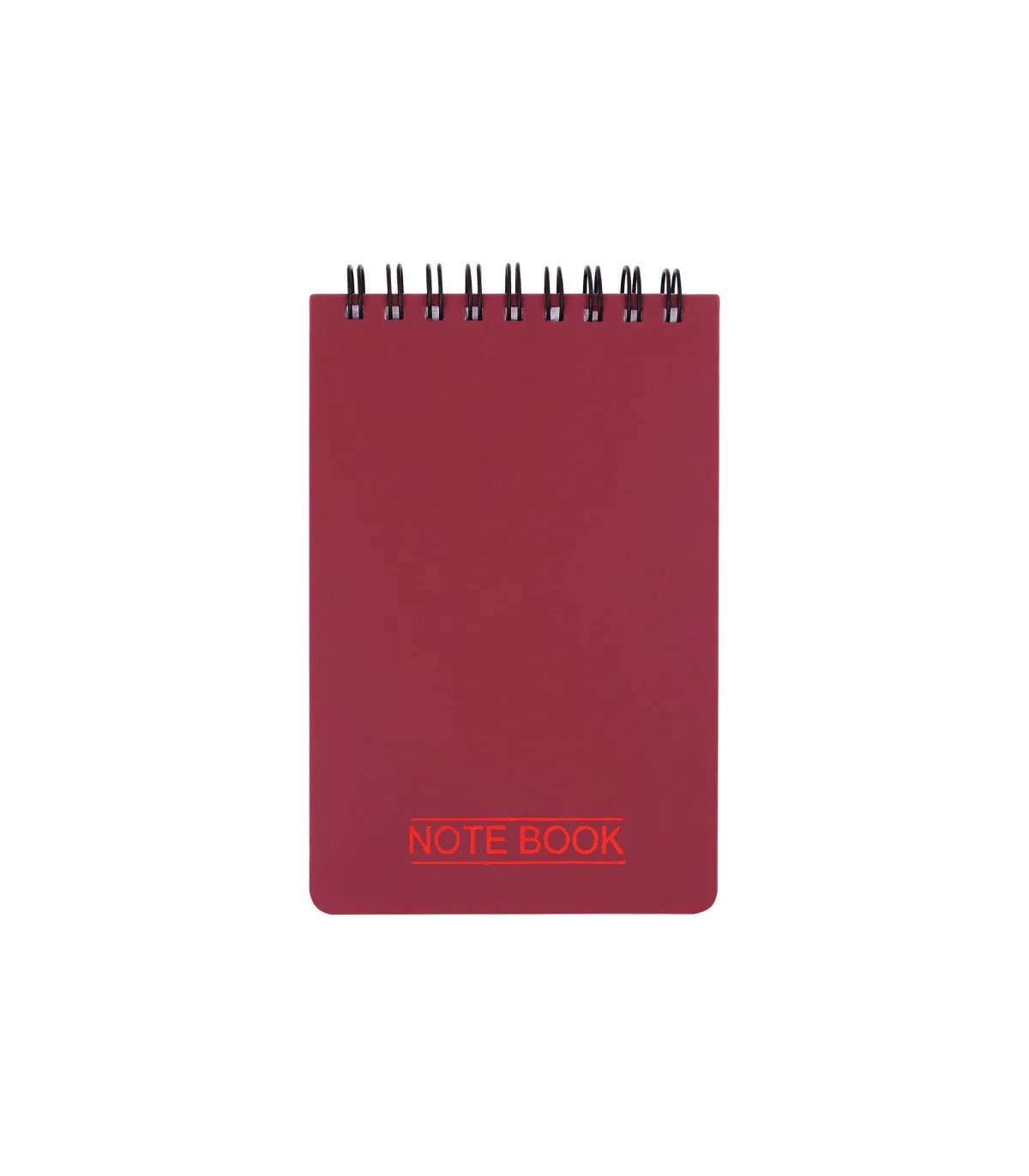 دفتر یادداشت یک خط جلد PP مات فنر دوبل از بالا 100 برگ - 12/7 × 8/6 cm زرشکی پاپکو