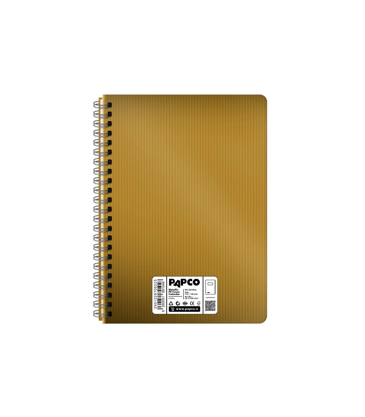 سررسید جلد PP متالیک صحافی فنر دوبل 12 ماهه / 1 هفته در 2 صفحه – 18 × 12 cm CR-717BC1037 پاپکو