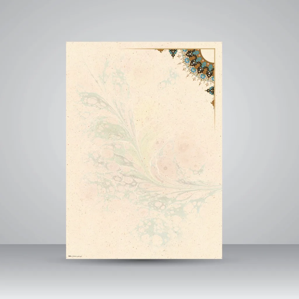 کاغذ ابر و باد تذهیب دار کد 904، سایز 50*35 cm (بسته 10 عددی)