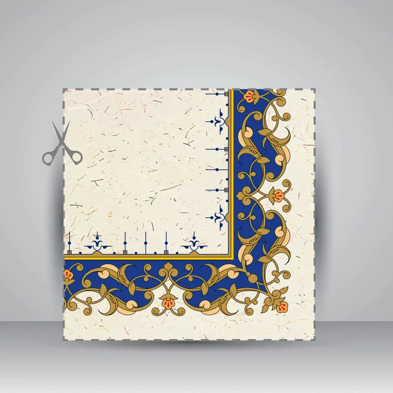 کاغذ ابر و باد تذهیب دار، کد 865، سایز 50*35 cm (بسته 50 عددی) — انتشارات یساولی